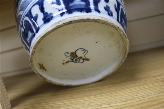 A Chinese blue and white ovoid jar 26cm.